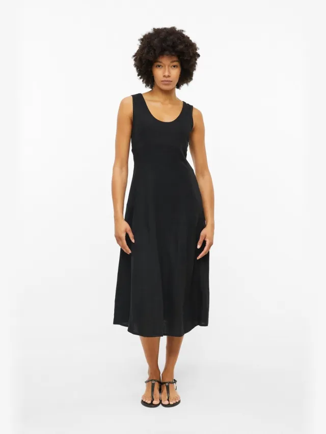 S.Oliver female - Midi-jurk van linnenmix zwart