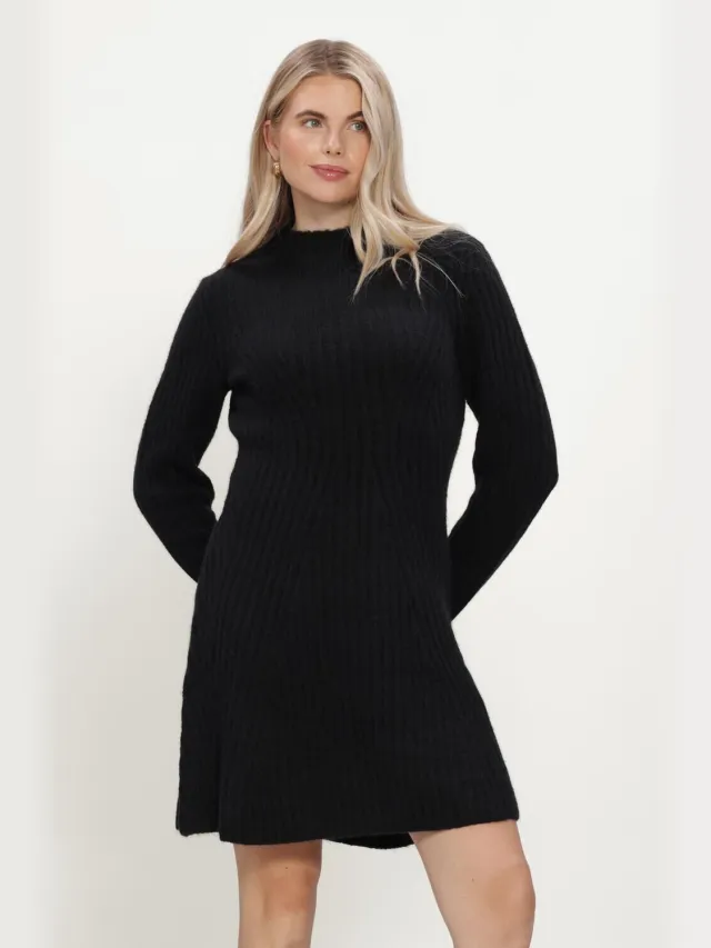 Y.A.S. YAS Dames Jurken Yasdolly Ls Knit Dress - Zwart