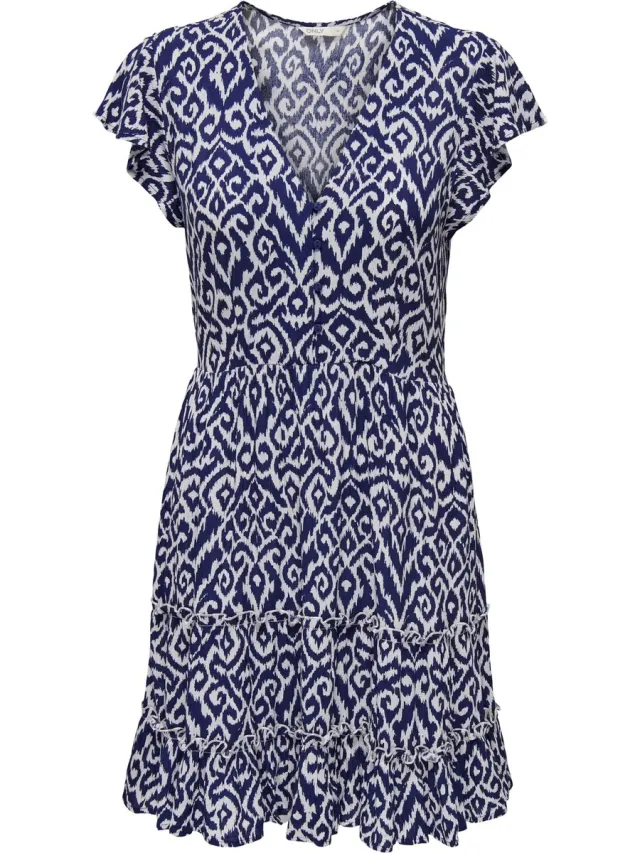 Only ONLCLAUDETTE LIFE SS MINI DRESS WVN NOOS - Dames - Jurk Ombre Blue