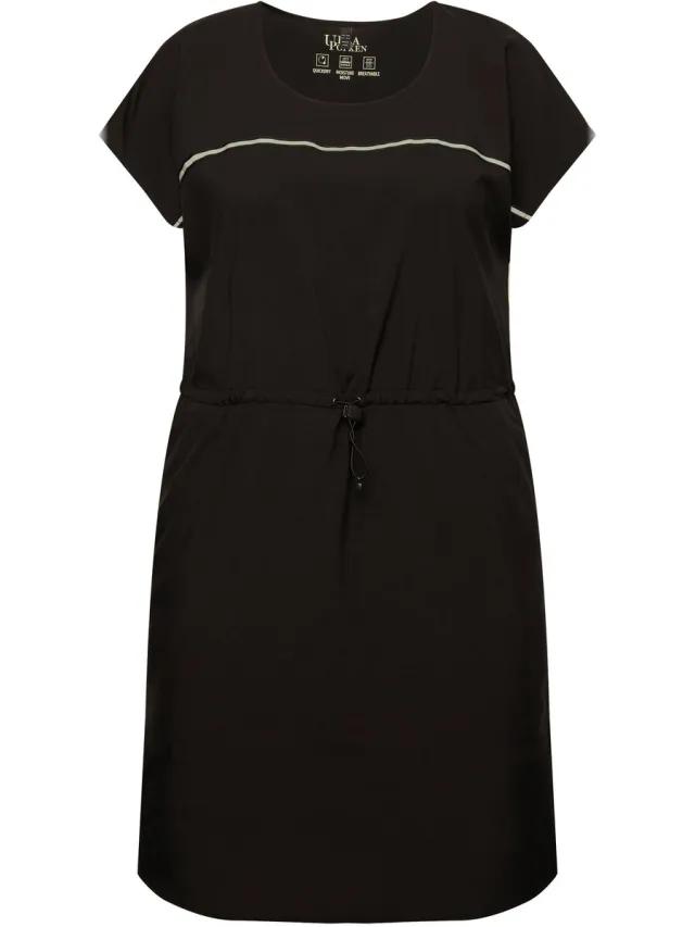 Ulla Popken Dames - Outdoor-jurk sneldrogend ronde hals mouwloos - Zwart - Maat 58+