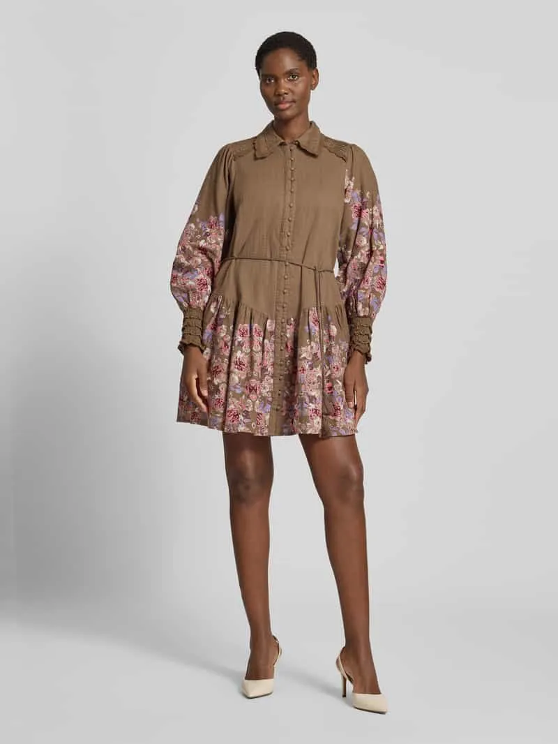 Yas Overhemdjurk met strikceintuur model 'SOMELLU' Taupe