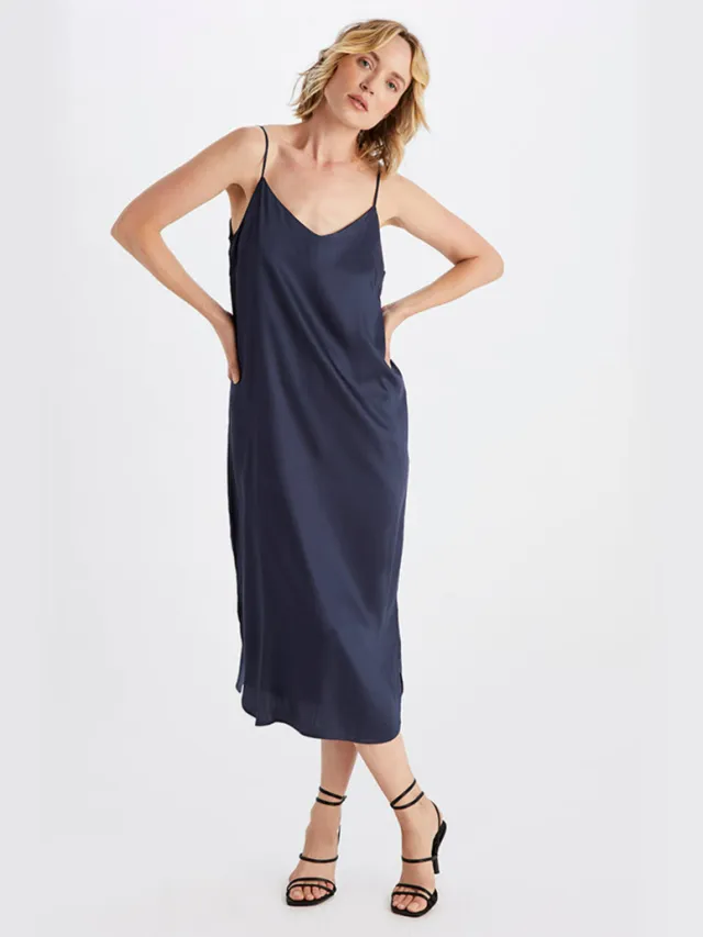 Neu Nomads dames vegan Slipdress Easy Slip Middernachtblauw