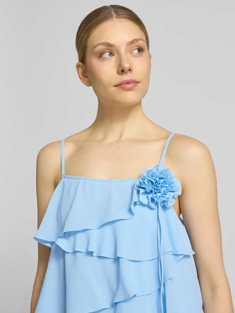 Vero Moda Vloeiende cocktailjurk met volants model 'ALADYN' lichtblauw, foto 5