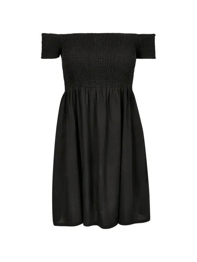 Urban Classics Dames/Dames Off Shoulder Smock Jurk (Zwart)