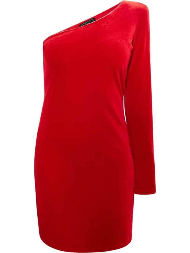 Faina Mini-jurk met één schouder rood