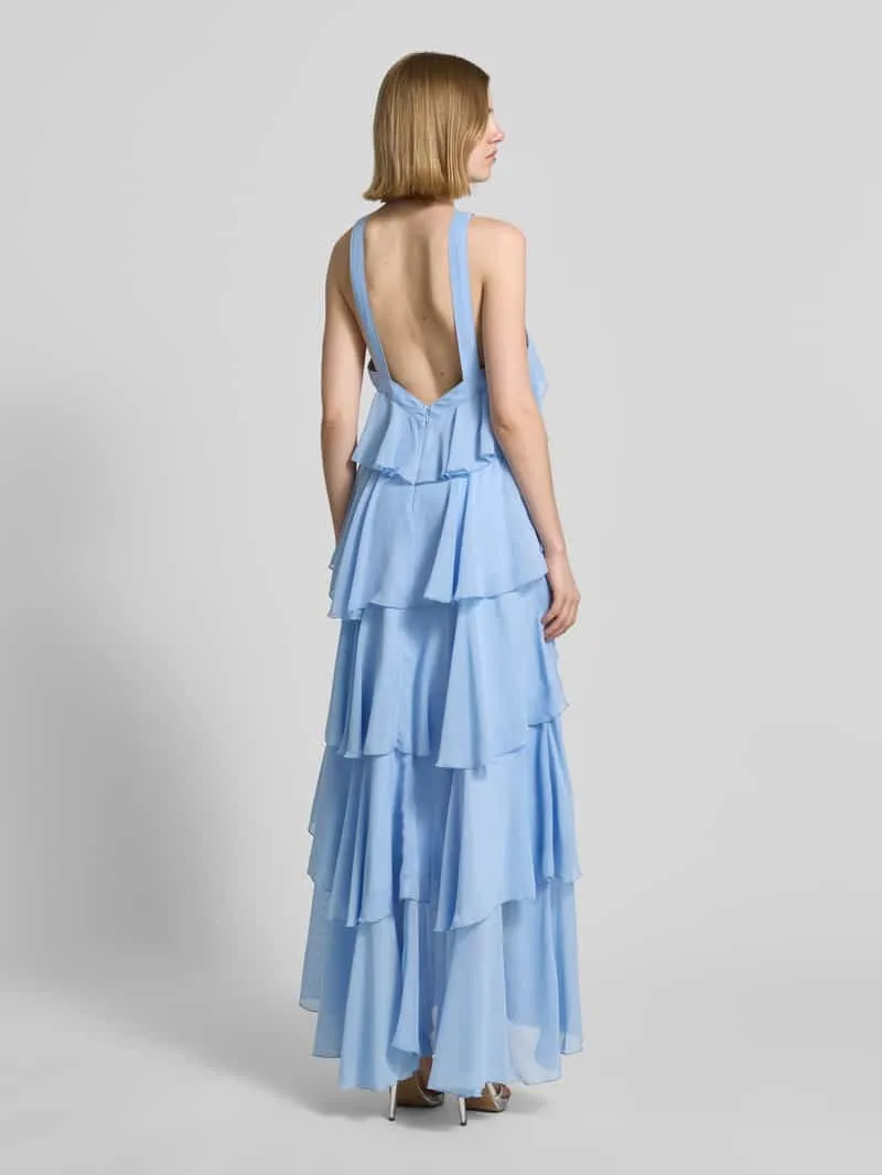 Vero Moda Volant avondjurk met V-hals model 'FELICIA' bleu, foto 3