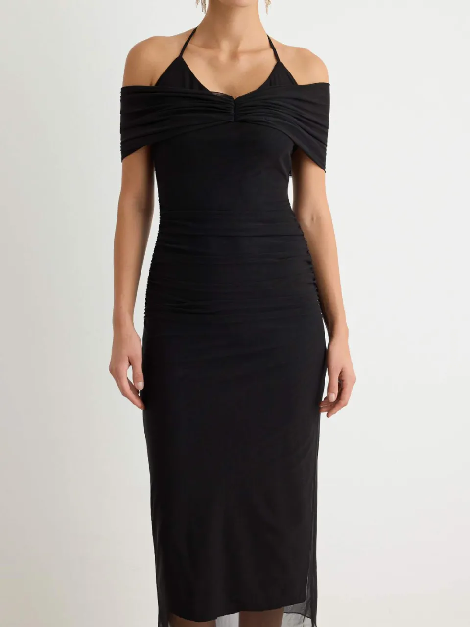 Trendyol TRENDYOLMİLLA Dames Zwart Dierenprint Midi Mouwloos Feest Bodycon Jurken, foto 2