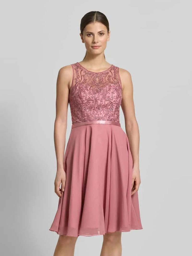 LUXUAR FASHION Cocktailjurk met ronde hals Mauve