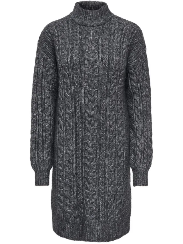 Only ONLIDA LIFE LS HIGH NECK DRESS CS KNT - Meisjes - Mini jurken Dark Grey Melange