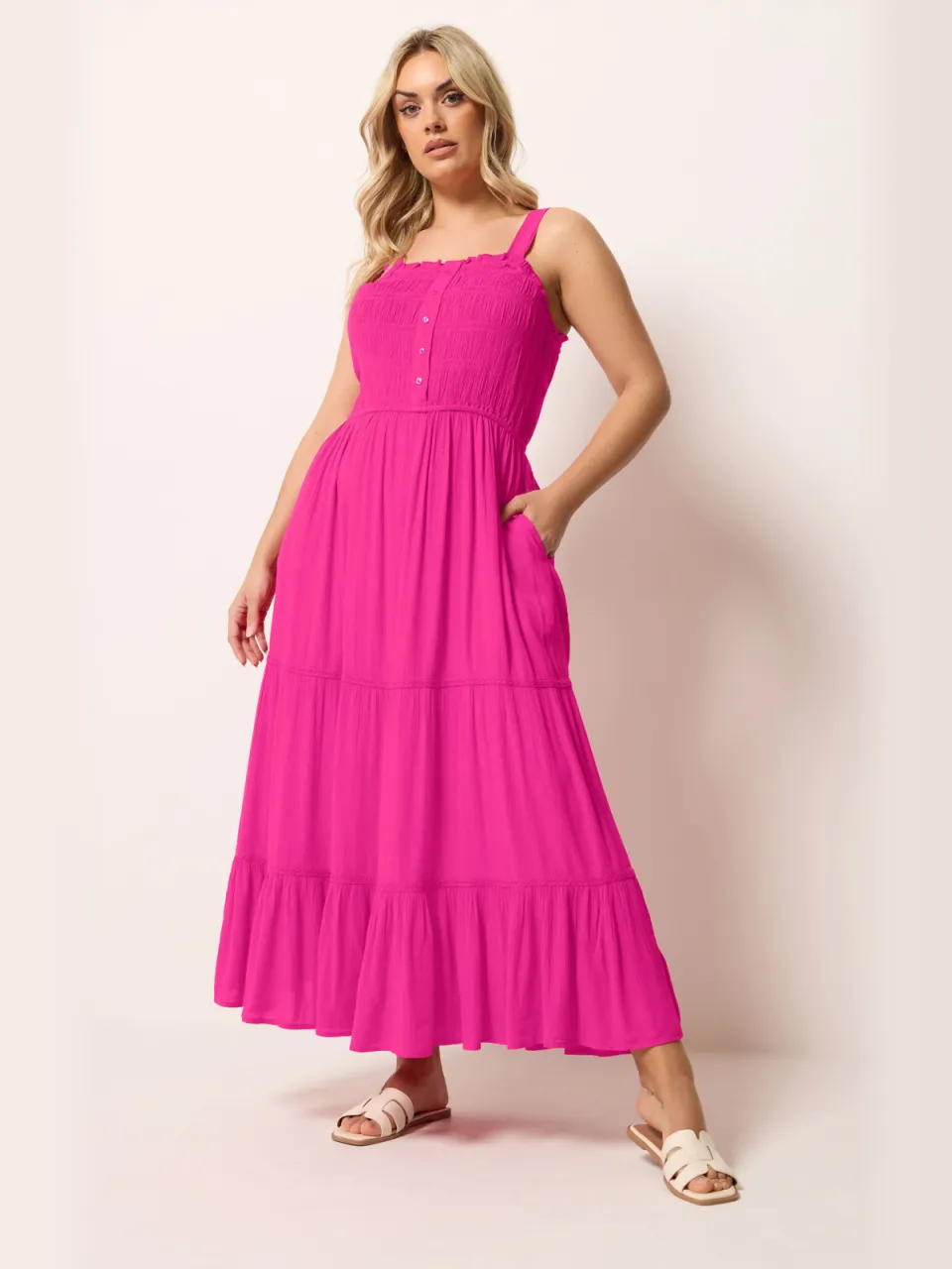 Yours Roze Jurk Met Gerimpelde Sluiting, foto 2