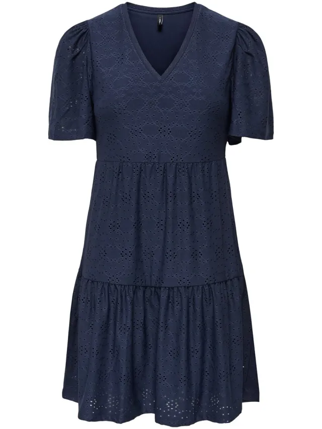 Only ONLSMILLA S/S CUTLINE DRESS JRS - Meisjes - Mini jurken Navy Blazer