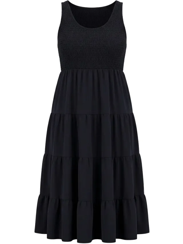 Studio Untold Dames - Jersey maxi-jurk A-lijn - Zwart - Maat 42+