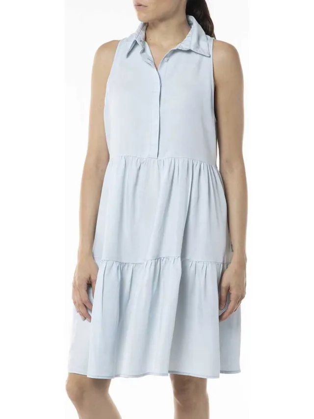 Replay W9635.000.54c89b.010 Mouwloze Korte Jurk Blauw 2XS Vrouw Light Blue