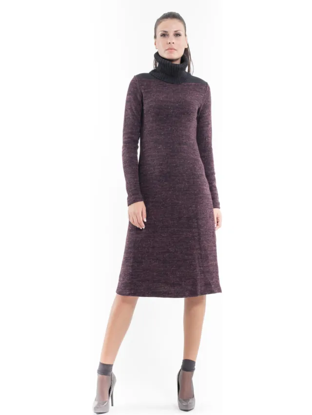 Conquista Wollen Blend Polo Hals Jurk Melange