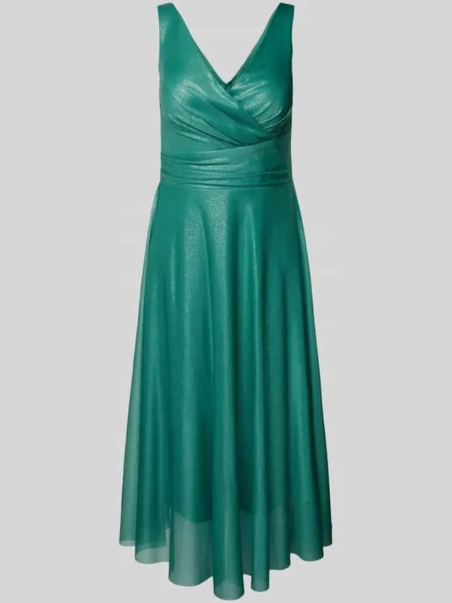 TROYDEN COLLECTION Cocktailjurk in wikkellook mintgroen, foto 2