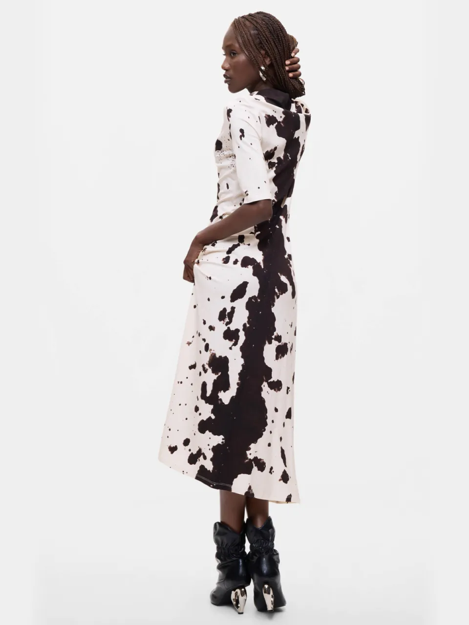 Desigual midi jurk met koeienprint - ecru, foto 3