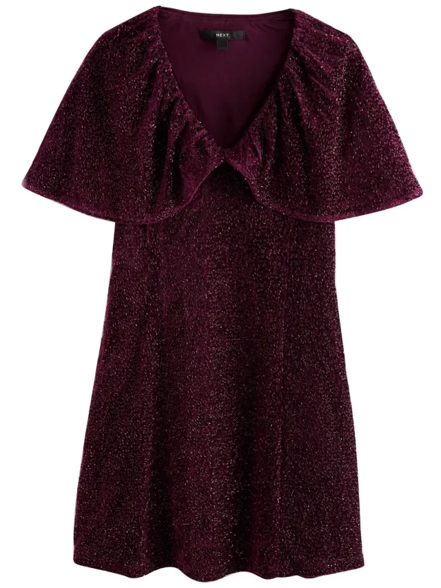 Next Dames - Mini-capejurk met V-hals - Rood Red Sequin