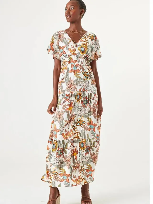 Garcia Dames All over print Jurk Wit White