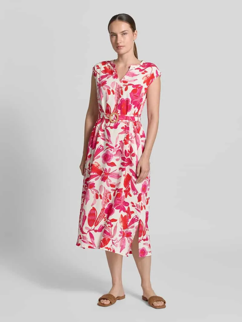 ZABAIONE Midi-jurk van viscose met riem model 'An44na' Felroze