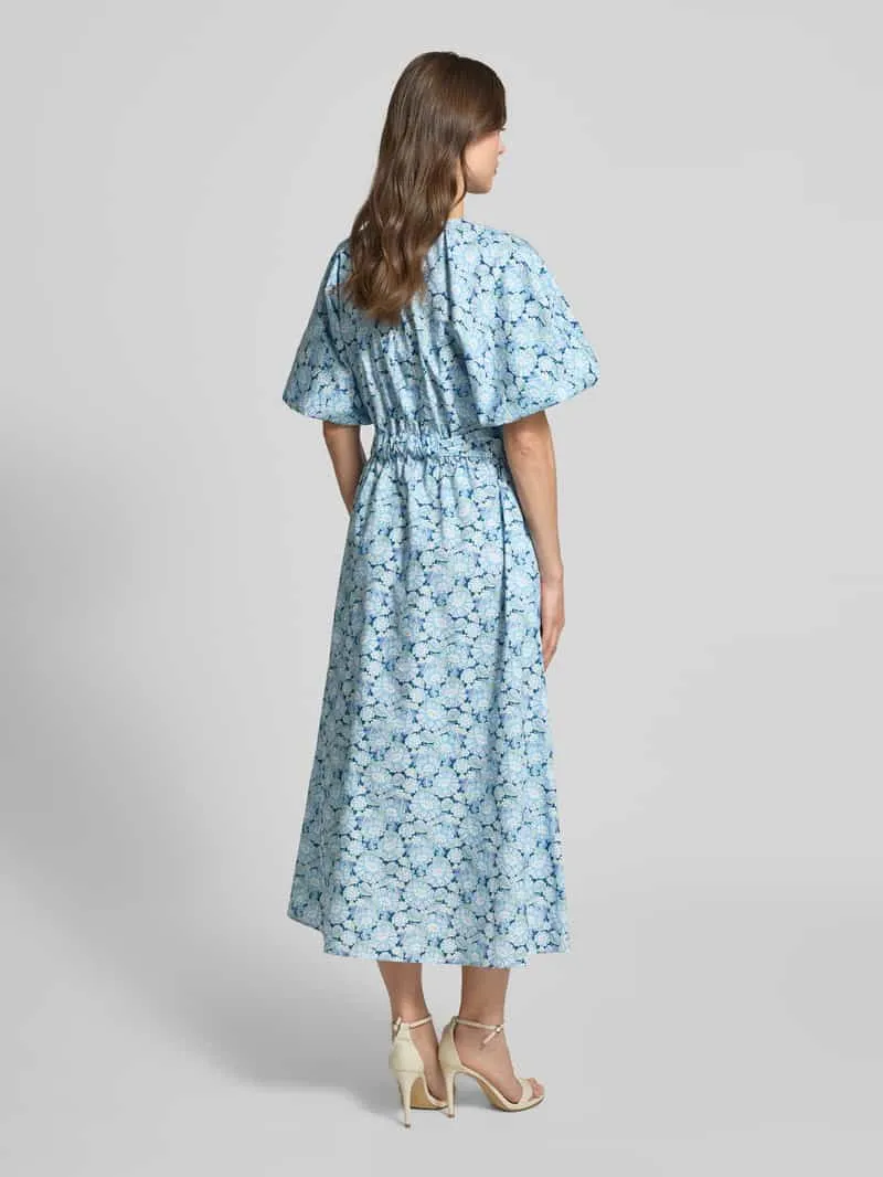 Rich & Royal Midijurk met ronde hals en bindriem Marineblauw