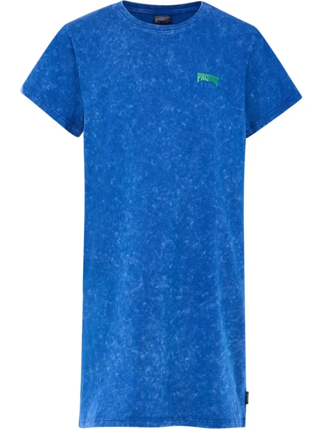 Protest Prtrubey Jr – Tshirt jurk Meisjes – Korte mouwen – Knielengte – Geplaatste print Denim