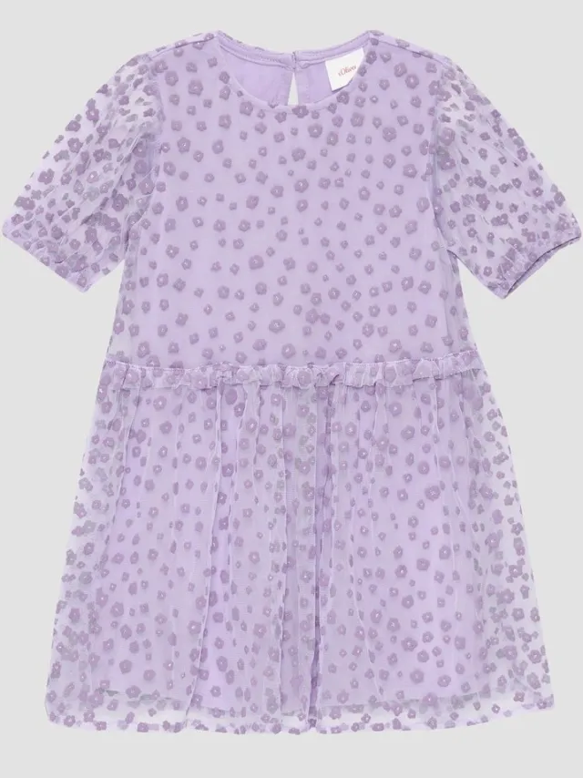 S.Oliver female - Gevoerde tule jurk met glittereffect lavendel