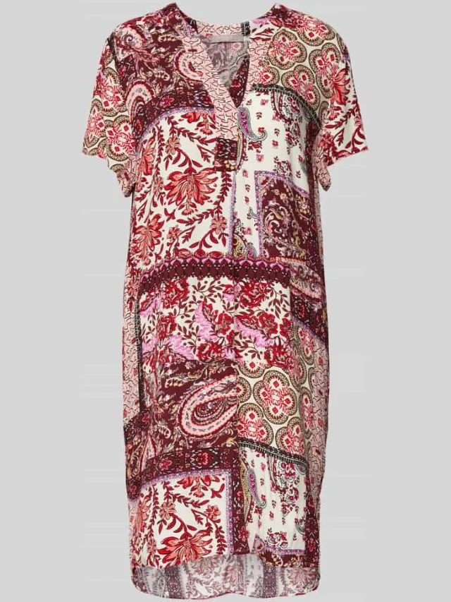 Christian Berg Woman Selection Knielange jurk van viscose met V-hals felroze, foto 2