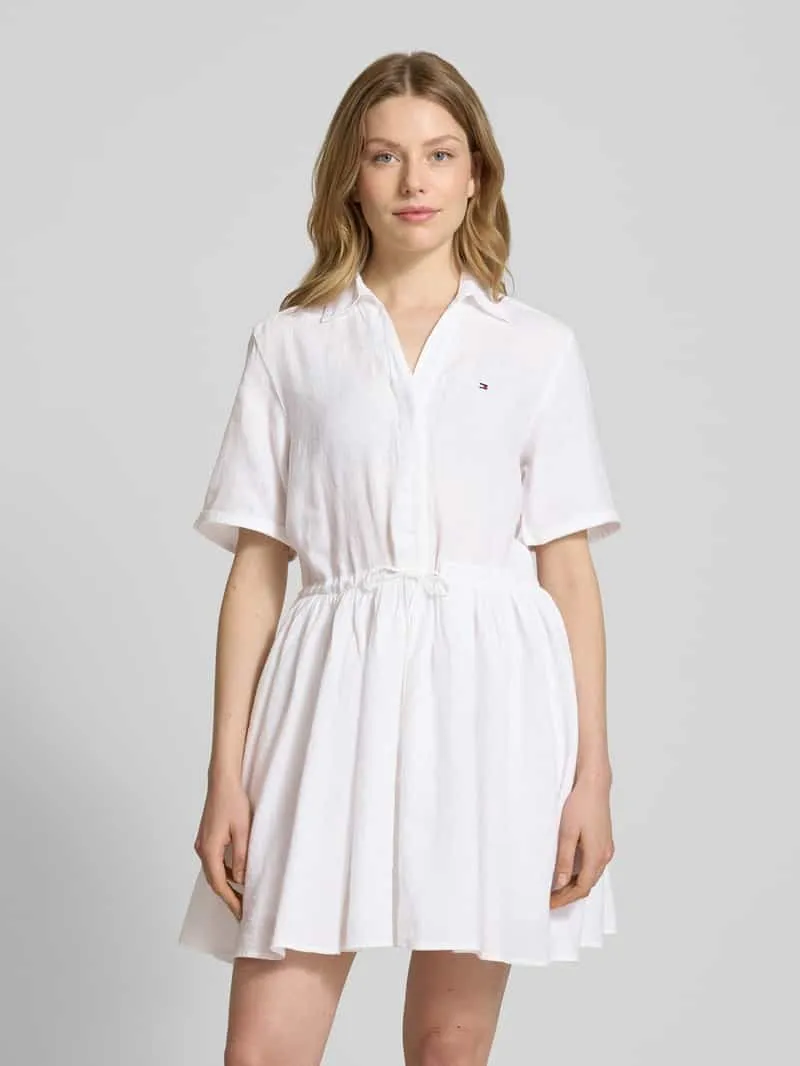 Tommy Hilfiger Uitlopende overhemdjurk van puur linnen Wit