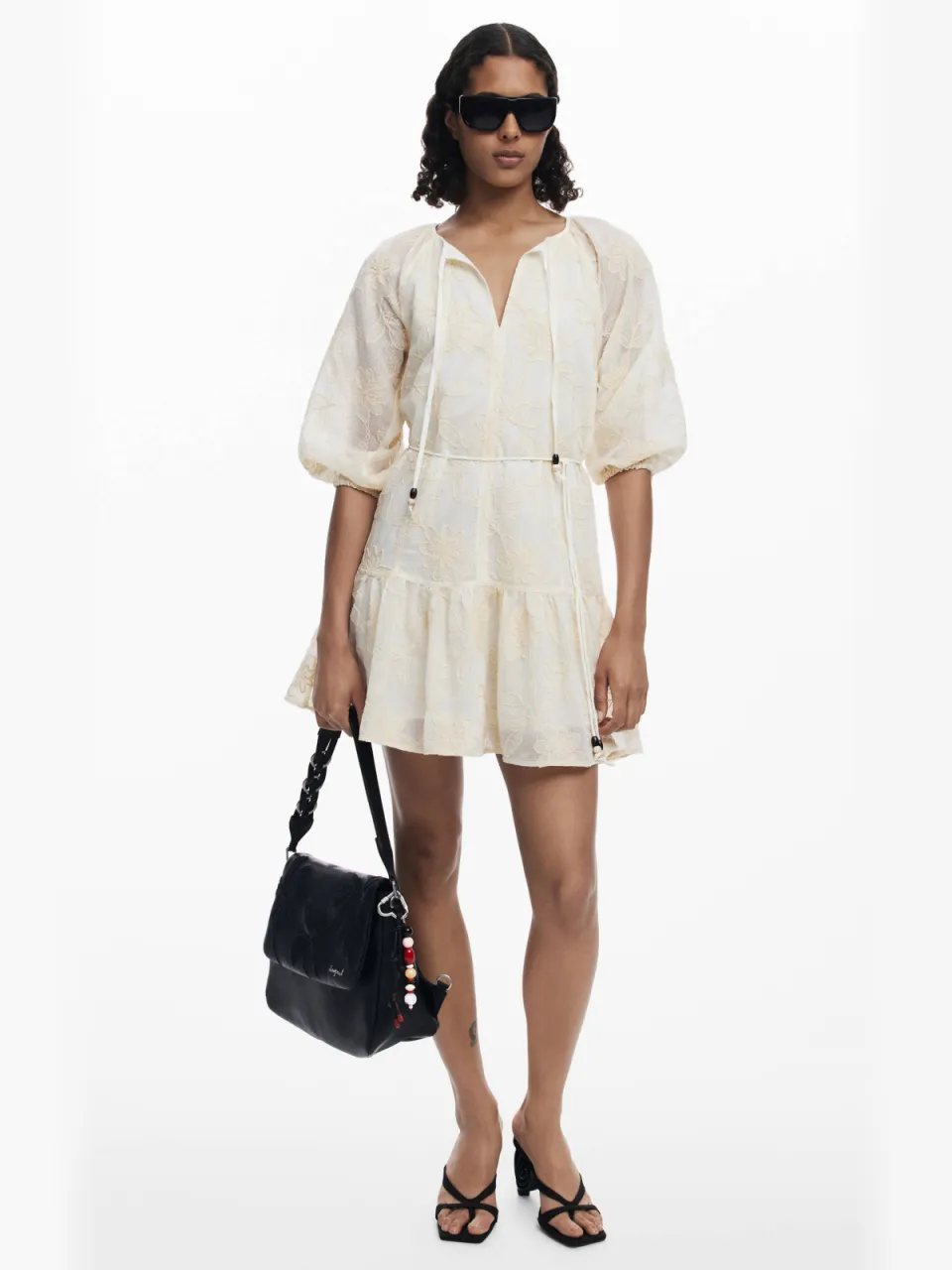 Desigual gebloemde blousejurk beige, foto 4