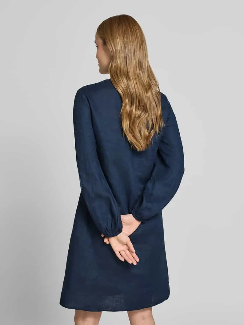 Emily Van den Bergh Knielange tuniekjurk met ajourwerk marineblauw, foto 3