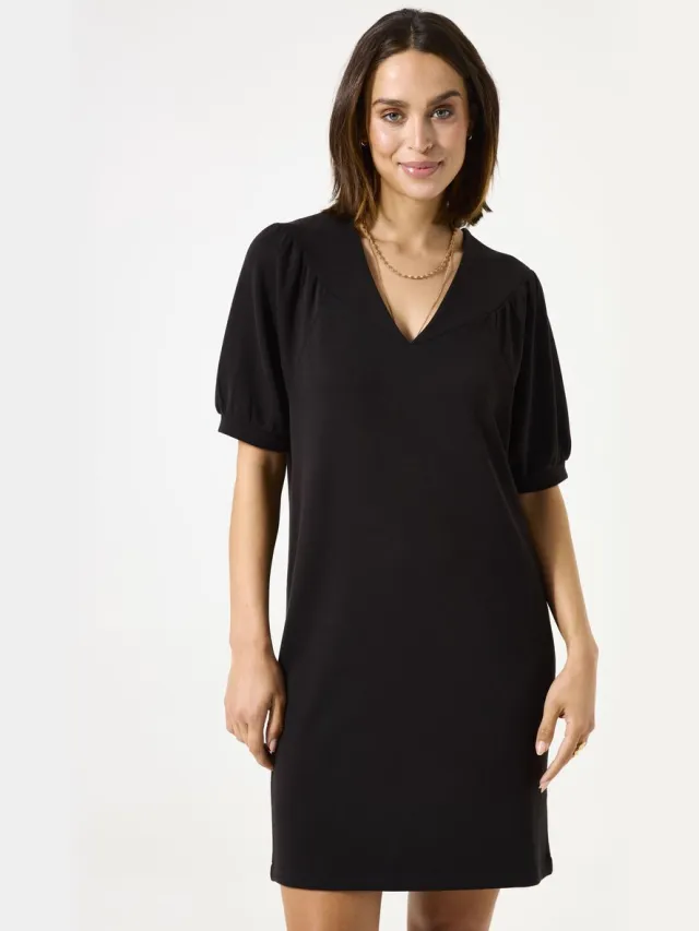 Garcia Dames Effen Jurk Zwart Korte mouw Black