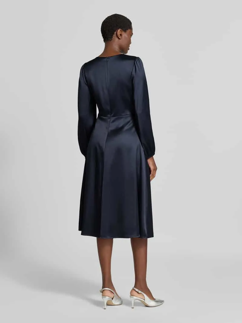 Christian Berg Woman Selection Midi-jurk van satijn met druppelvormige hals marineblauw, foto 3