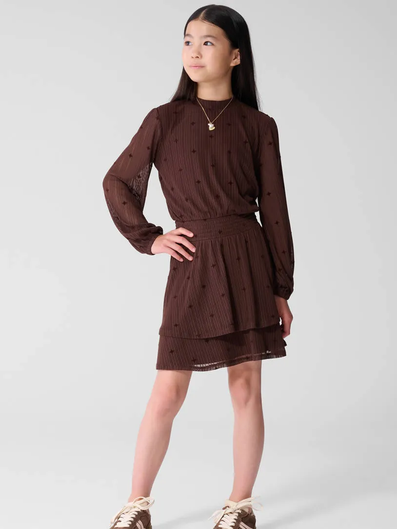 Shoeby semi-transparante korte jurk met sterren donkerbruin, foto 3