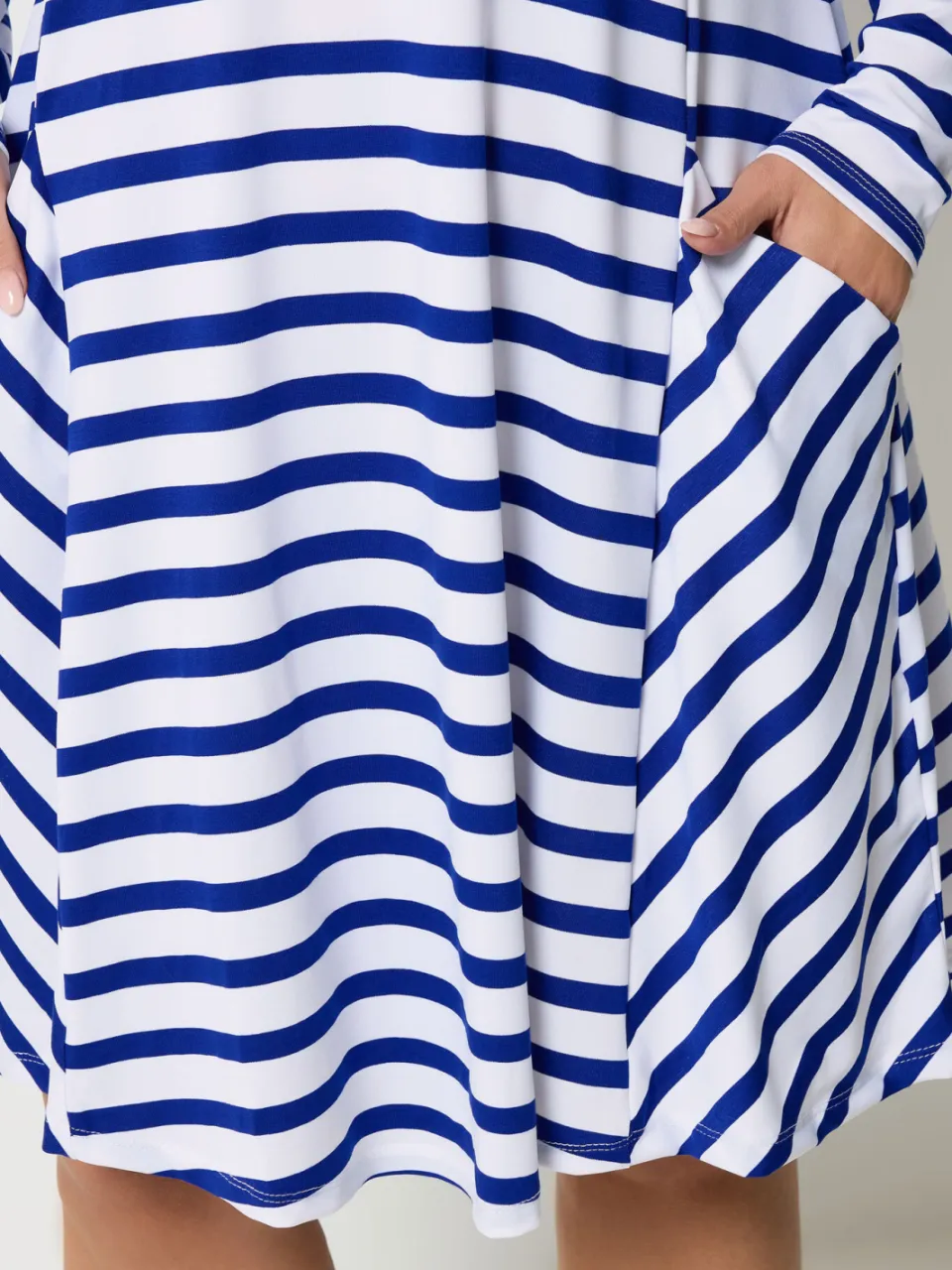 Yours Blauw Gestreepte Gedrapeerde Jurk Met Zakken-52, foto 5