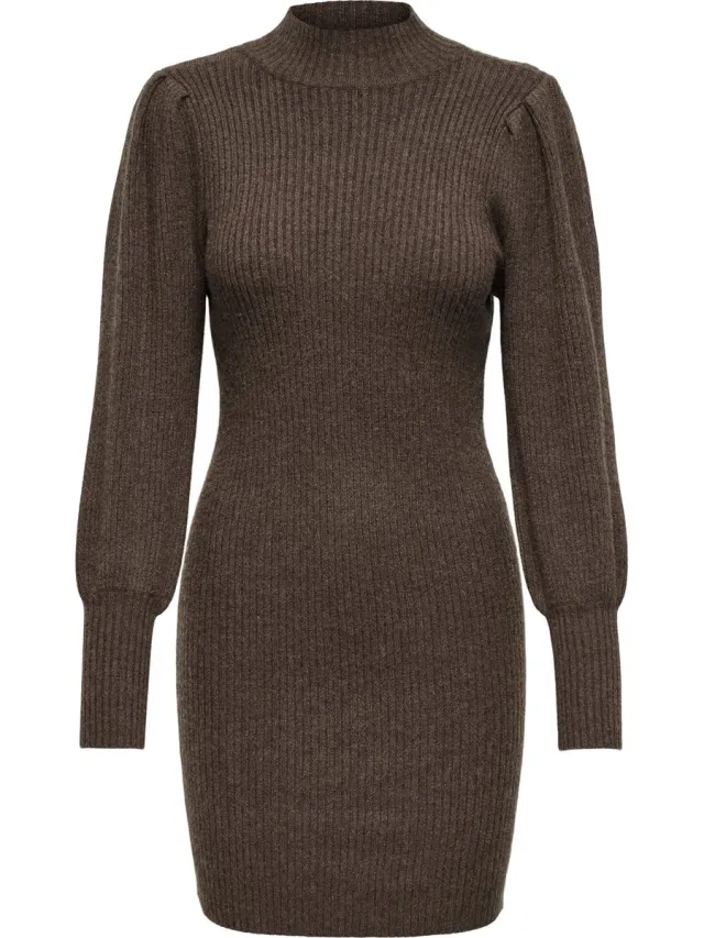 Only Gebreide jurk ONLKATIA Lange jurk Chestnut