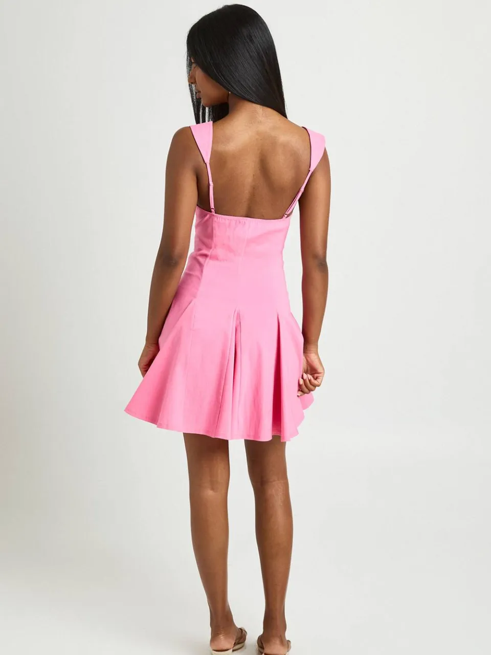 boohoo Dames Bengaline Skater Jurk Met Gerimpelde Buste En Bandjes roze, foto 2