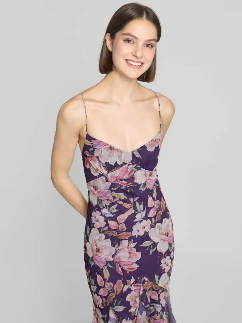 ADLYSH slim fit avondjurk met ruches lila, foto 3