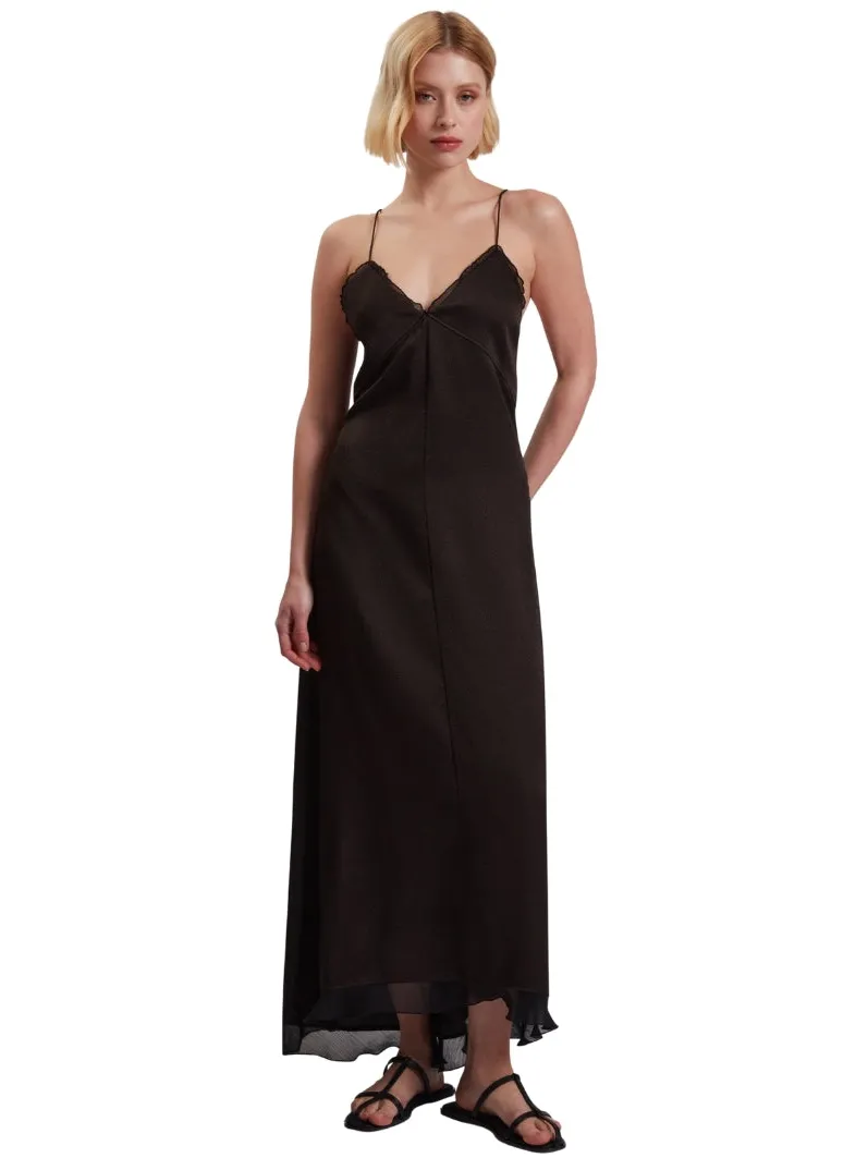 Ted Baker Mylra Slipjurk Met Ruches, Zwart Chocoladebruin