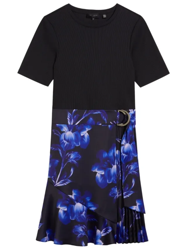 Ted Baker Malisaa Jersey Bodice Woven Printed Navy Dress, foto 2