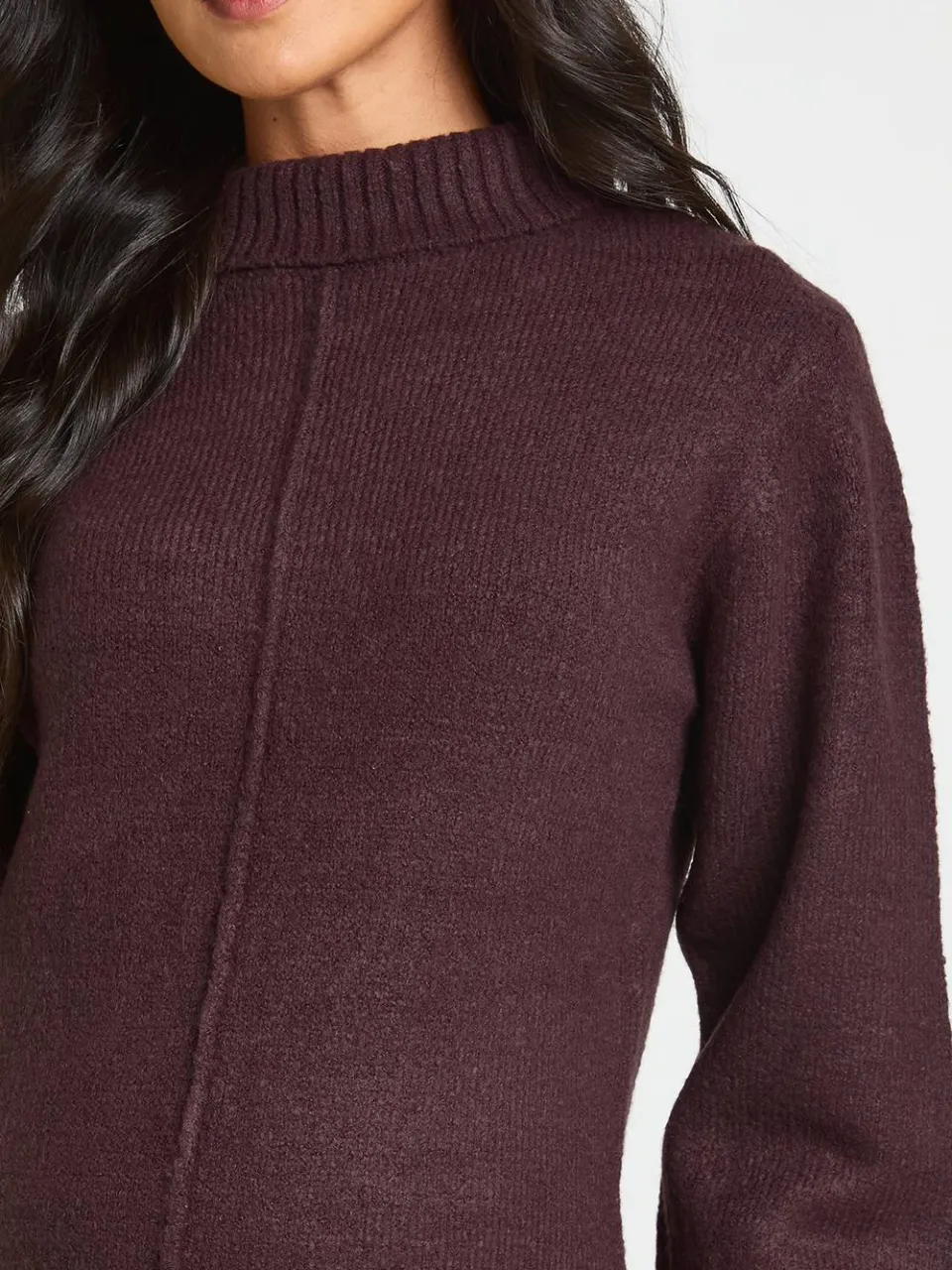 boohoo Dames Zwangerschaps Trui-jurk Met Hoge Kraag En Naaddetail In Gebreid Mini-model chocoladebruin, foto 2