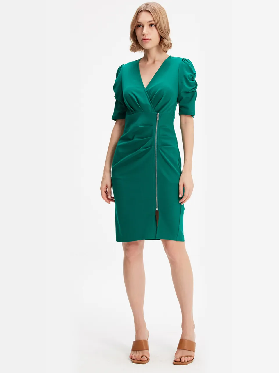 Smart & Joy Jersey -jurk met zipzijde smaragd, foto 2