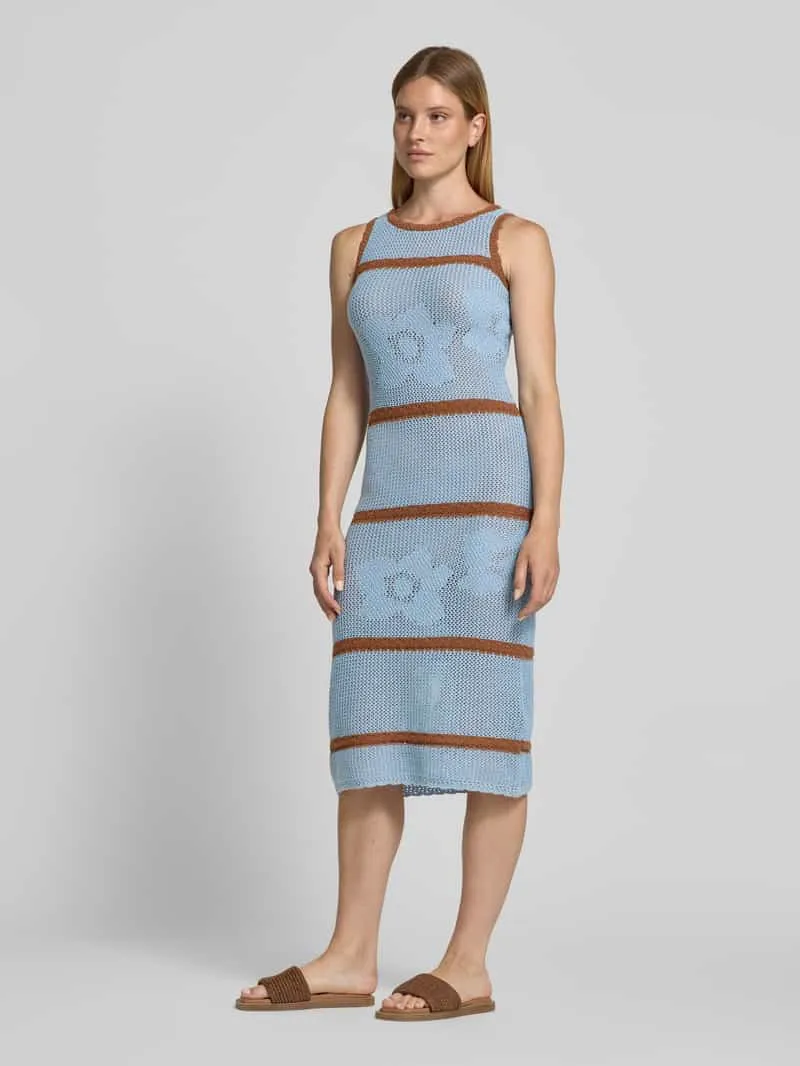 Jake*s Casual Tricotjurk met ronde hals en contraststrepen Bleu