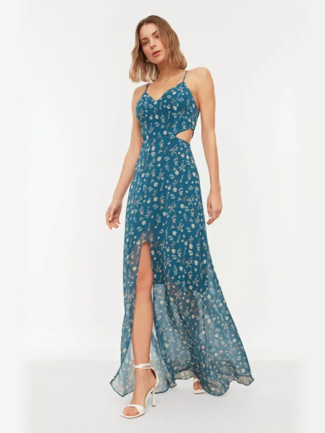 Trendyol Vrouw/Meisje V-hals A-lijn Maxi Jurk Veelkleurig