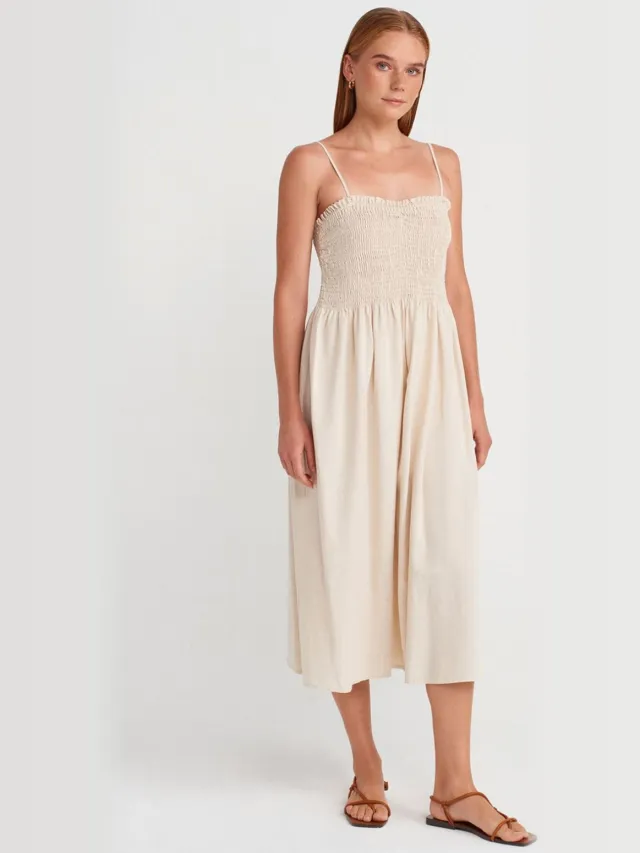 Dilvin Strapless A-lijn Midi-jurk Crème