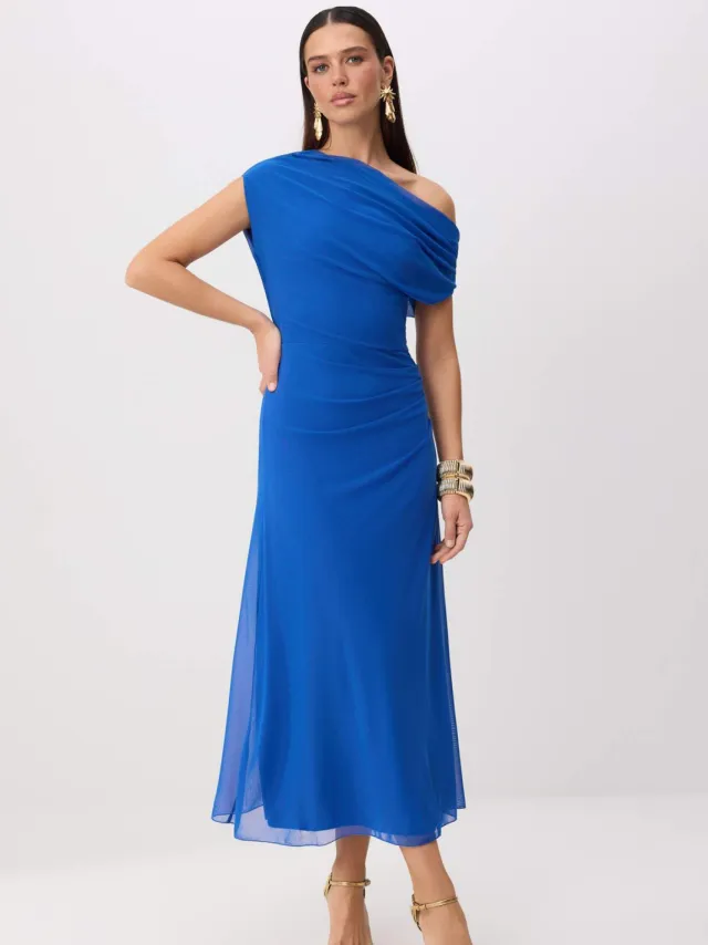 Trendyol TRENDYOLMİLLA Dames Donkerblauw Bloemen Maxi Mouwloos Stijlvol/Avond Bodycon Jurken Kobaltblauw