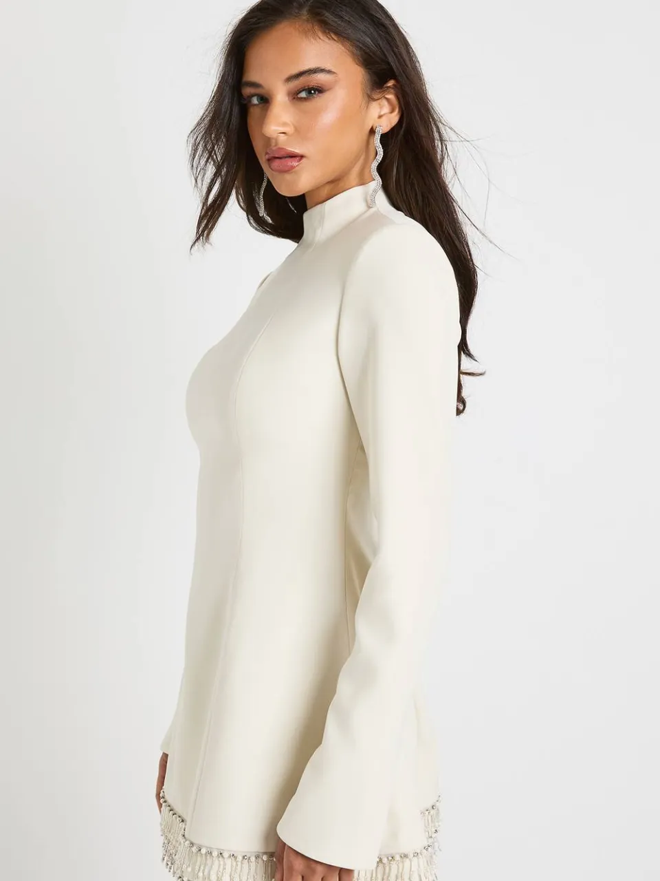 boohoo Dames Grown On nek trim zoomshift crème, foto 4