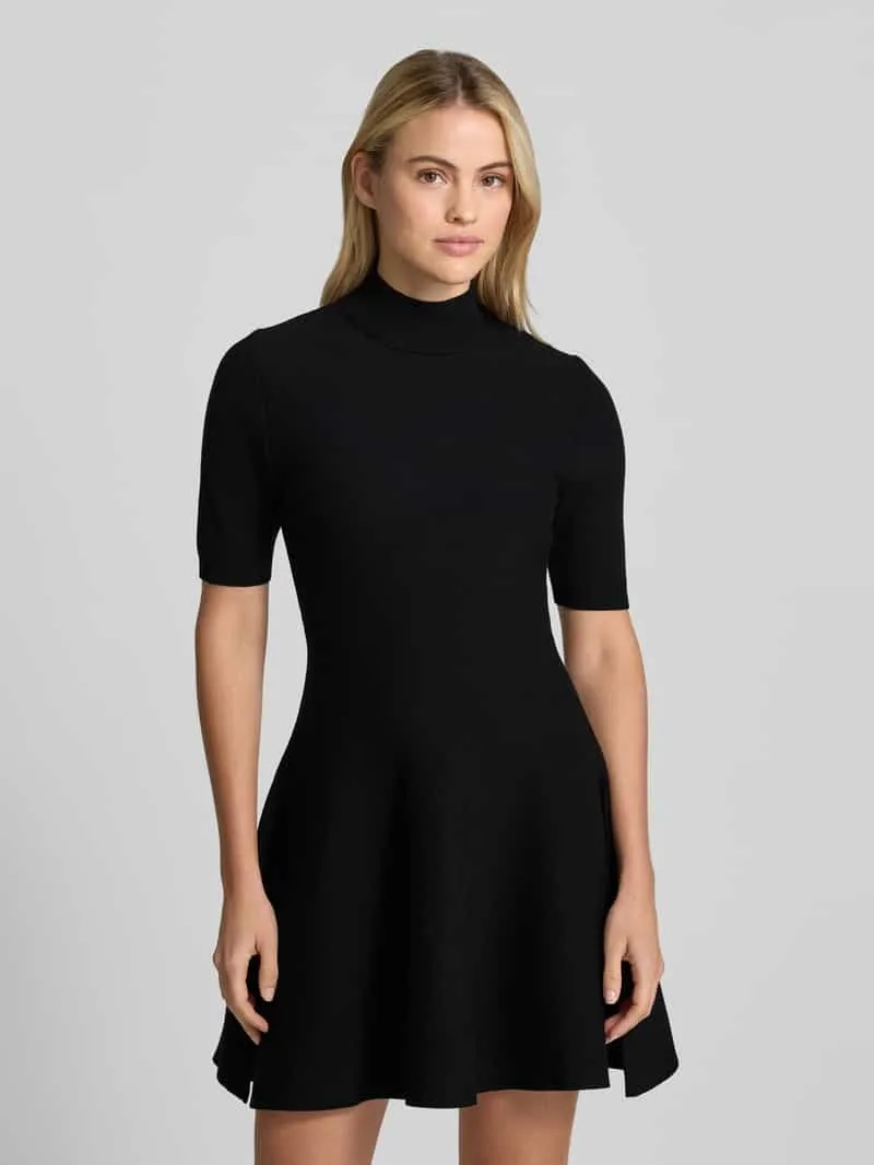 Apricot Mini-jurk van viscosemix met opstaande kraag Zwart
