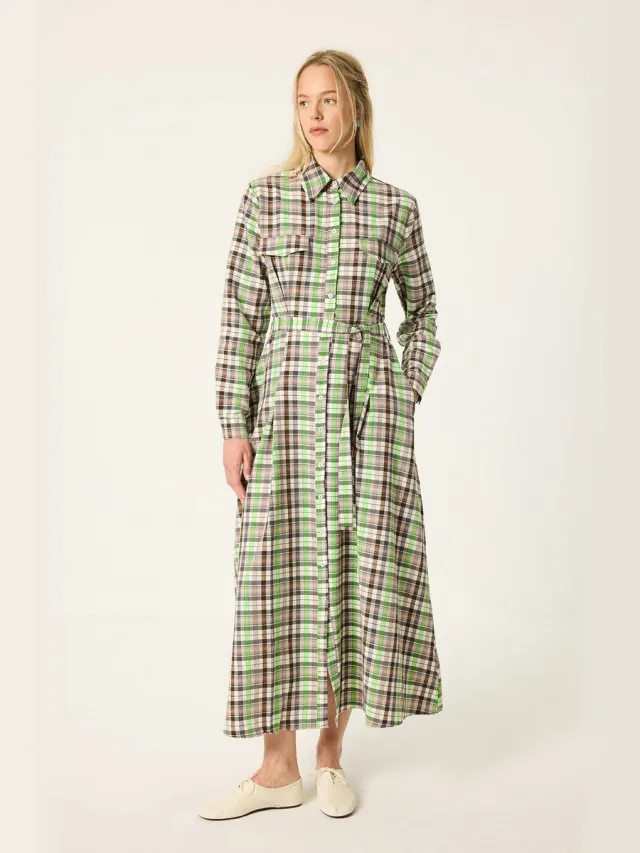 TOUCHÉ PRIVÉ Maxi blousejurk met riem - Bruin - Dames