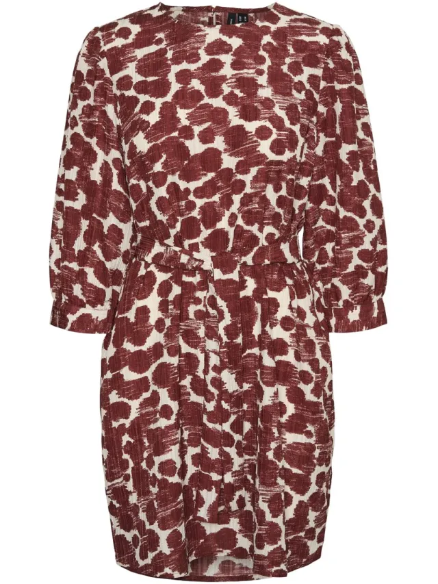 Vero Moda VMPILA SENYA 3/4 SHORT DRESS WVN - Dames - Mini jurken Fired Brick;Senya