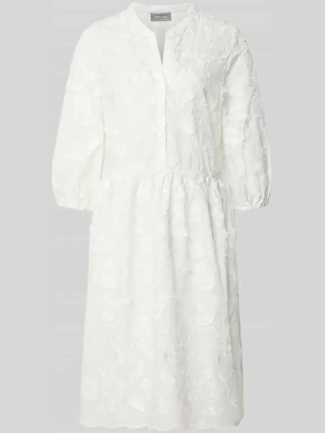 White Label Knie-lange jurk met stitchings en 3/4-mouw wit, foto 2